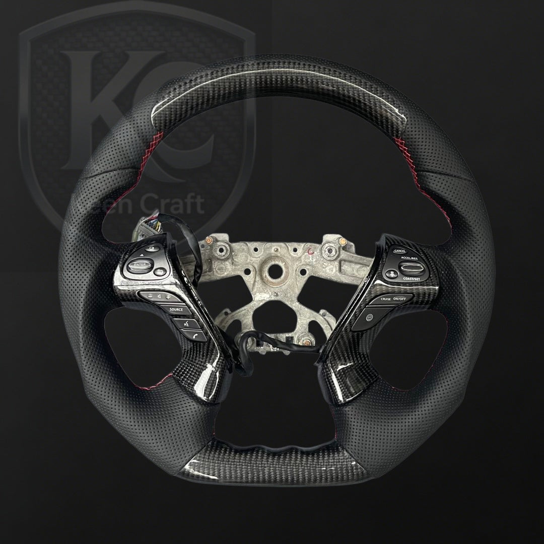 Infiniti 2013-2020 QX60 / 2013-2022 Q70 Q70L / 2011-2019 M25 M35 M37 M56 Carbon Fiber Steering Wheel | Keen Craft