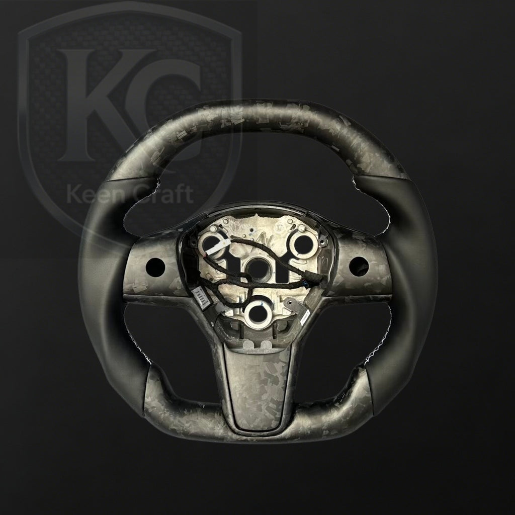 Tesla Model 3 Y Carbon Fiber Steering Wheel | Keen Craft