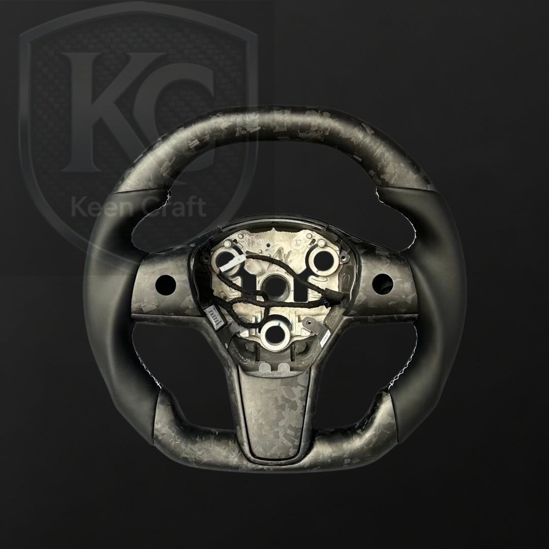 Tesla Model 3 Y Carbon Fiber Steering Wheel | Keen Craft