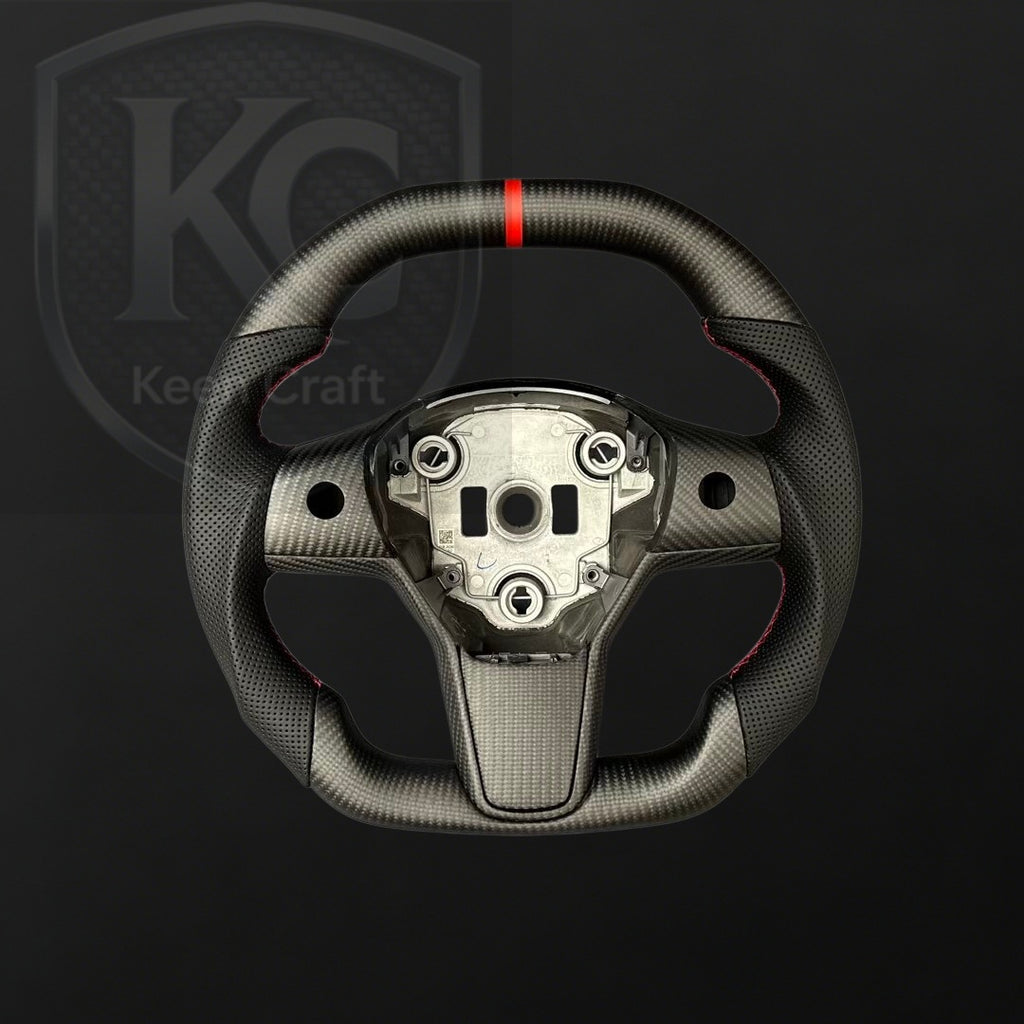 Tesla Model 3 Y Carbon Fiber Steering Wheel | Keen Craft