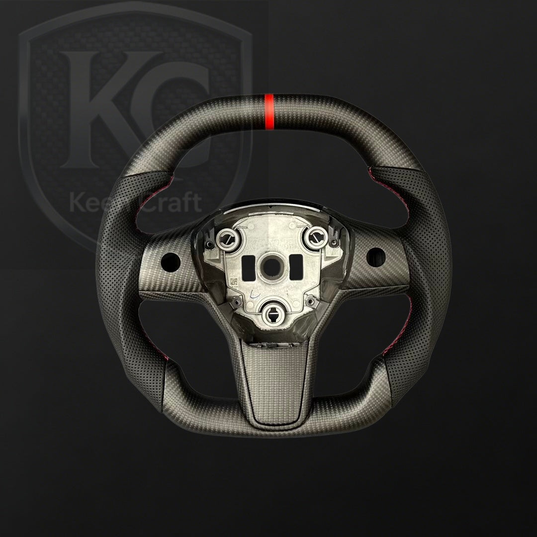 Tesla Model 3 Y Carbon Fiber Steering Wheel | Keen Craft