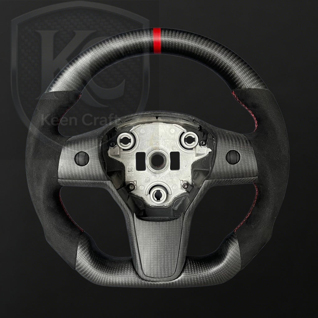 Tesla Model 3 Y Carbon Fiber Steering Wheel | Keen Craft