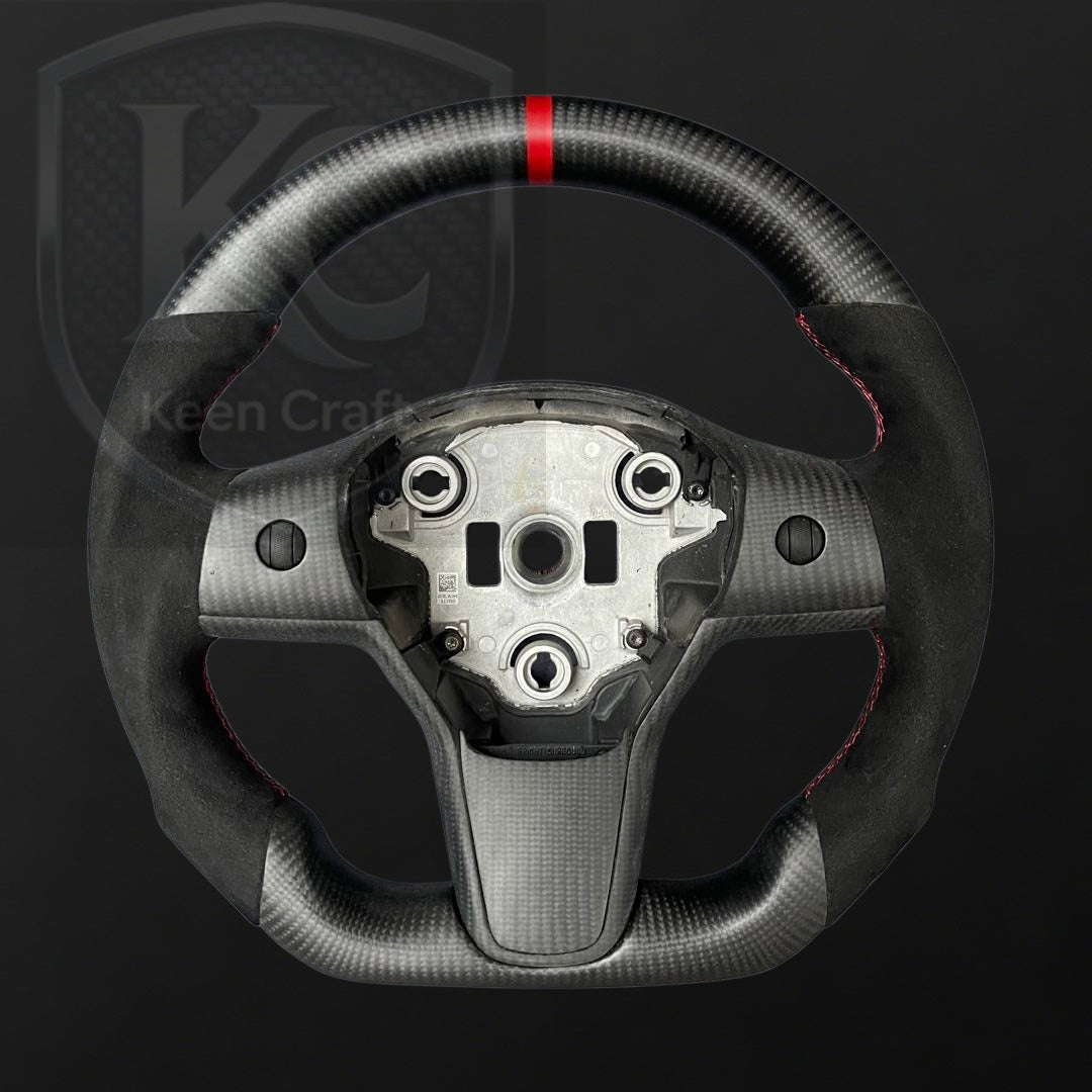 Tesla Model 3 Y Carbon Fiber Steering Wheel | Keen Craft