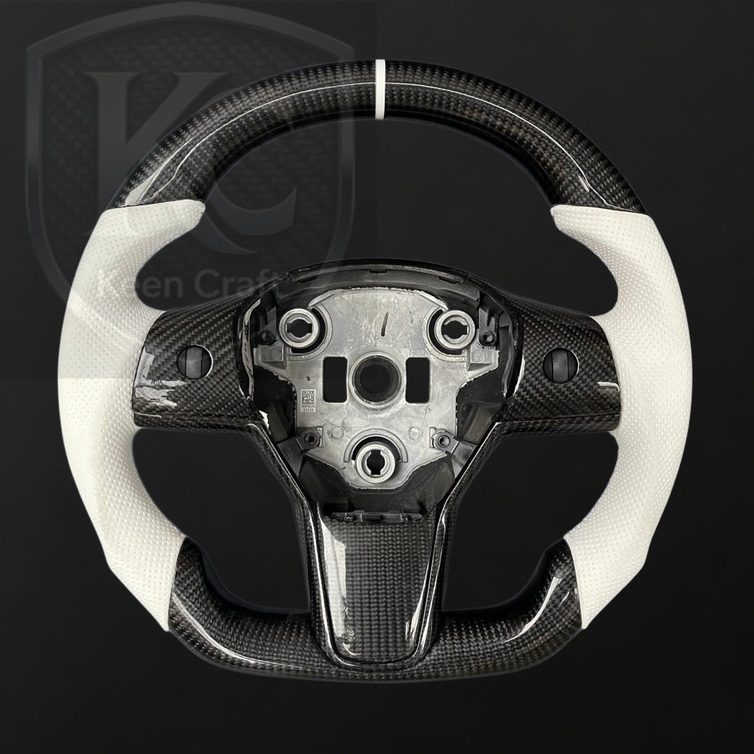 Tesla Model 3 Y Carbon Fiber Steering Wheel | Keen Craft