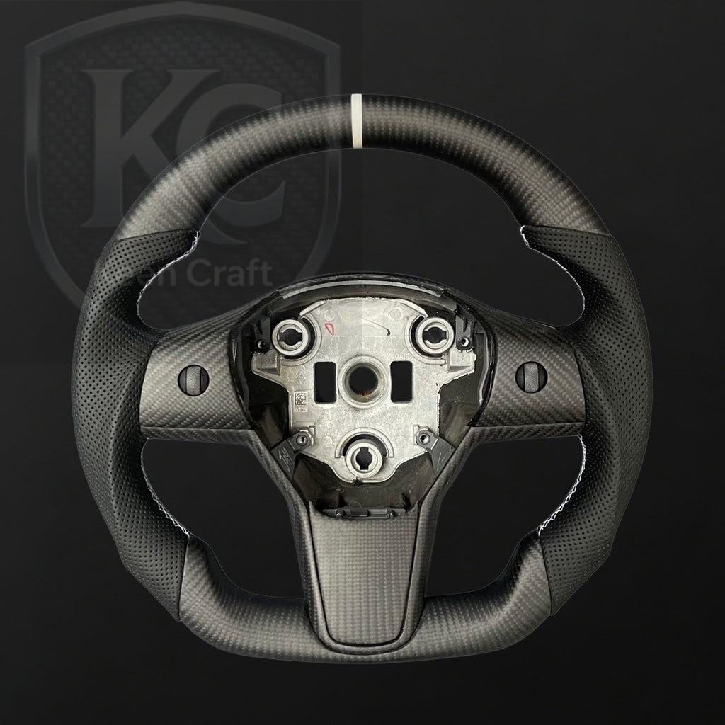 Tesla Model 3 Y Carbon Fiber Steering Wheel | Keen Craft