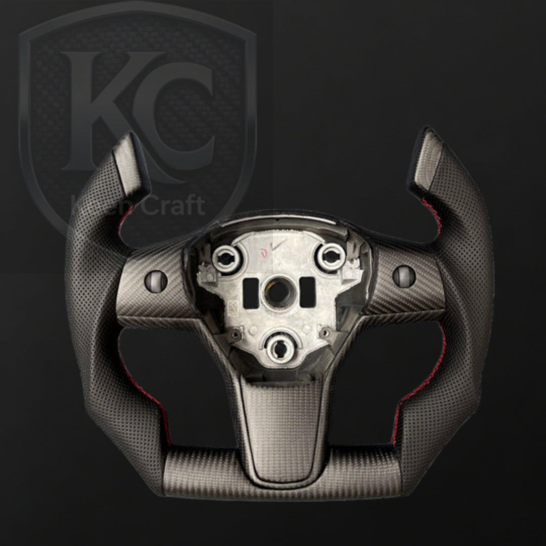 Tesla Model 3 Y Carbon Fiber Steering Wheel | Keen Craft