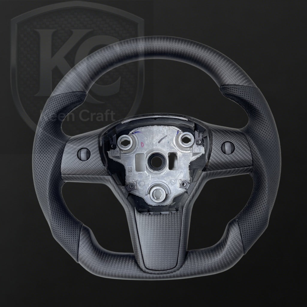 Tesla Model 3 Y Carbon Fiber Steering Wheel | Keen Craft