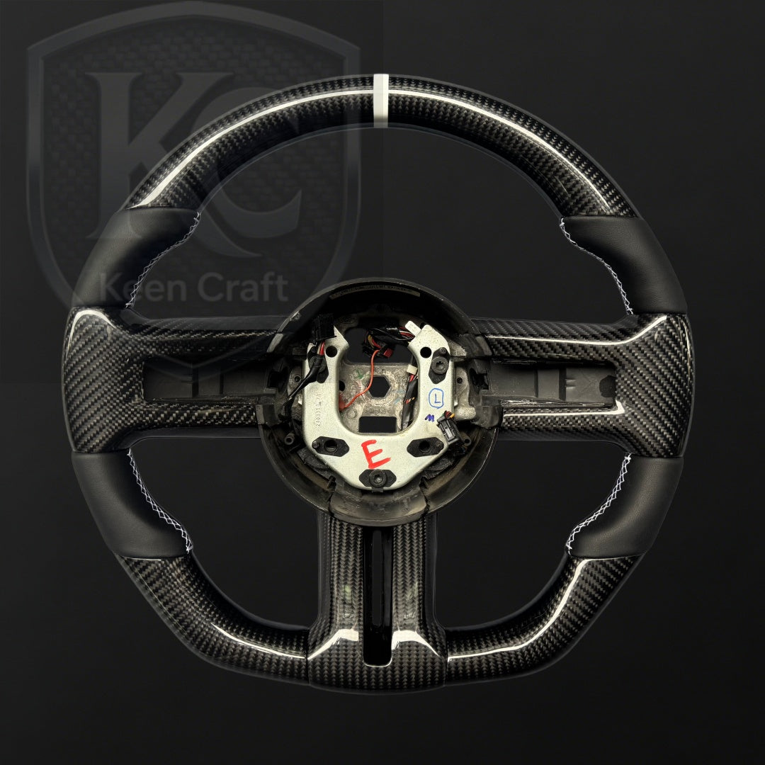 Ford 2010-2014 Mustang GT Shelby GT500 (with trim) Carbon Fiber Steering Wheel | Keen Craft