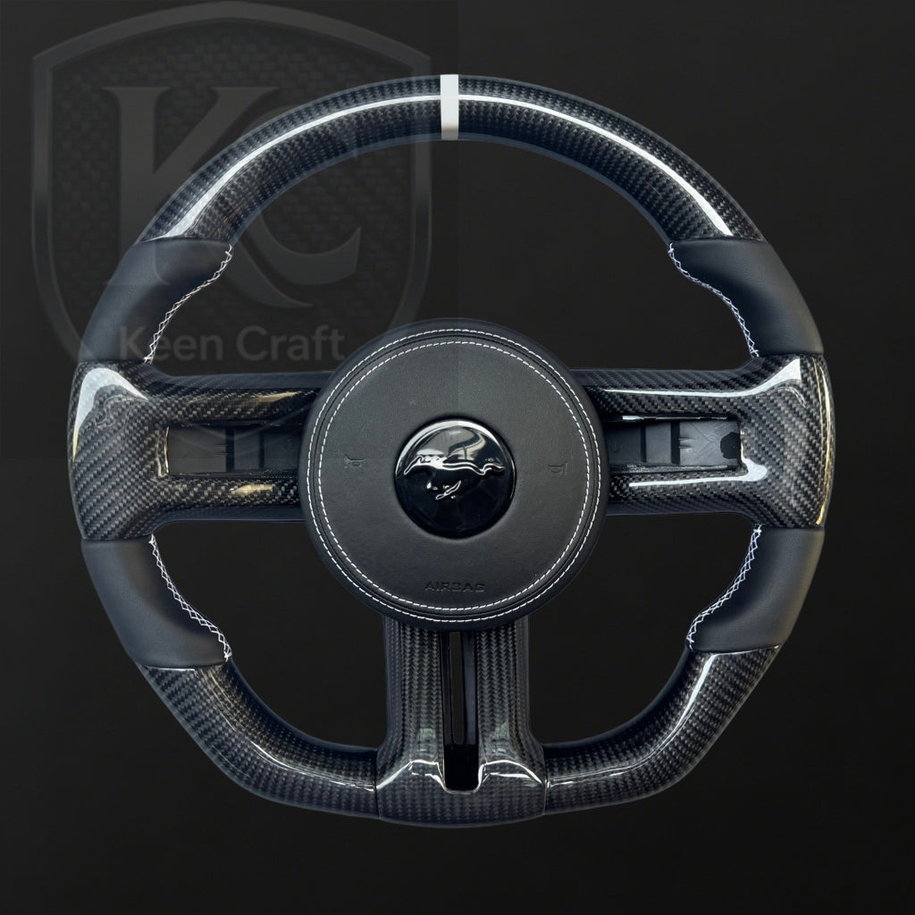 Ford 2010-2014 Mustang GT Shelby GT500 (with trim) Carbon Fiber Steering Wheel | Keen Craft