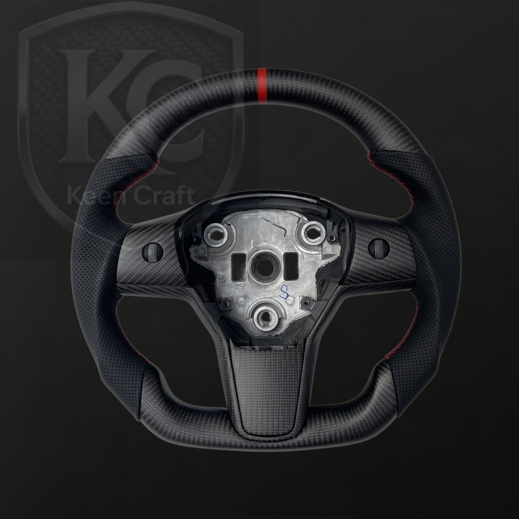 Tesla Model 3 Y Carbon Fiber Steering Wheel | Keen Craft
