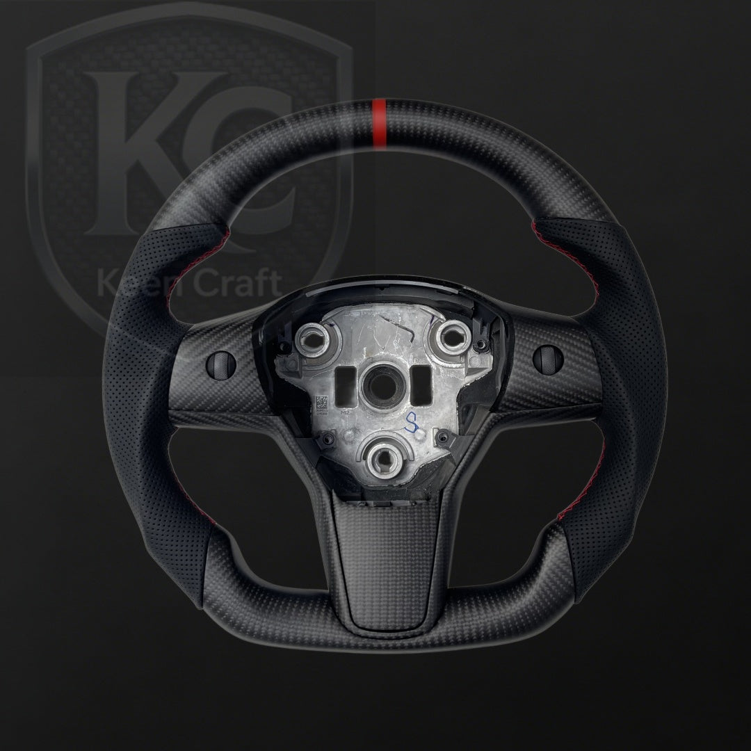 Tesla Model 3 Y Carbon Fiber Steering Wheel | Keen Craft