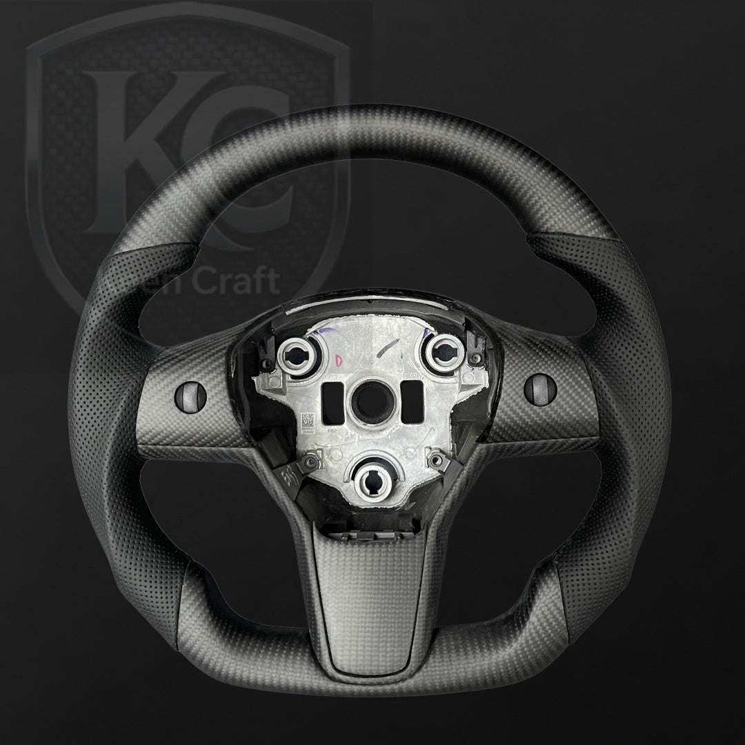 Tesla Model 3 Y Carbon Fiber Steering Wheel | Keen Craft